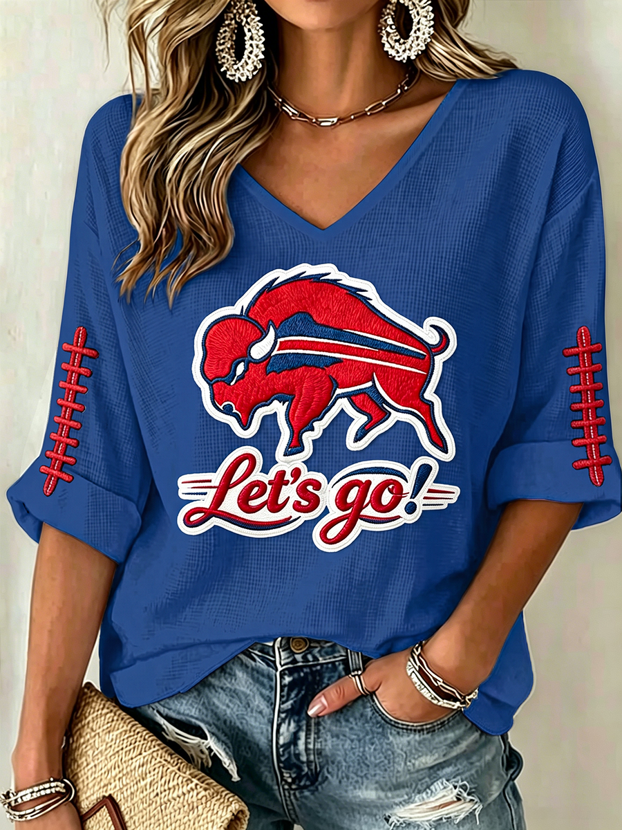 Women's Go Football Waffle Top