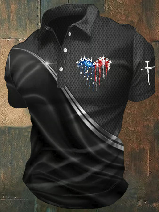 Men'S Retro American Patriots Independence Day 250Th Anniversary Polo Neck Short Sleeve