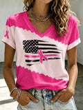 Women'S Casual Breast Cancer Awareness Promotion Pink Art T-Shirt