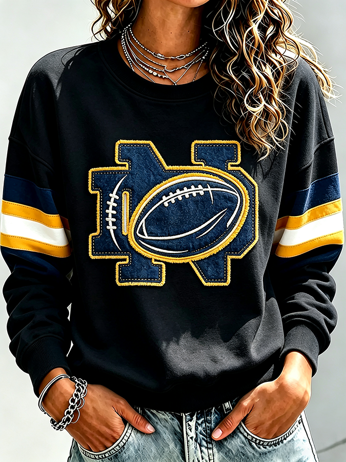Women'S Retro Rugby Round Neck Sports Shirt