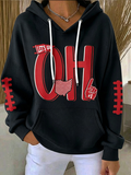 Ladies' Rugby Printed Hooded Sweatshirt