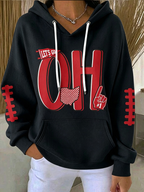Ladies' Rugby Printed Hooded Sweatshirt