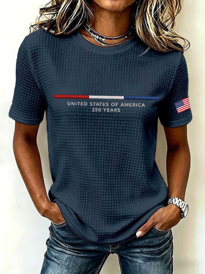 Women's United States of America Printed Waffle T-shirt