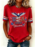 Women'S  Anniversary Flag Printed Casual T-Shirt