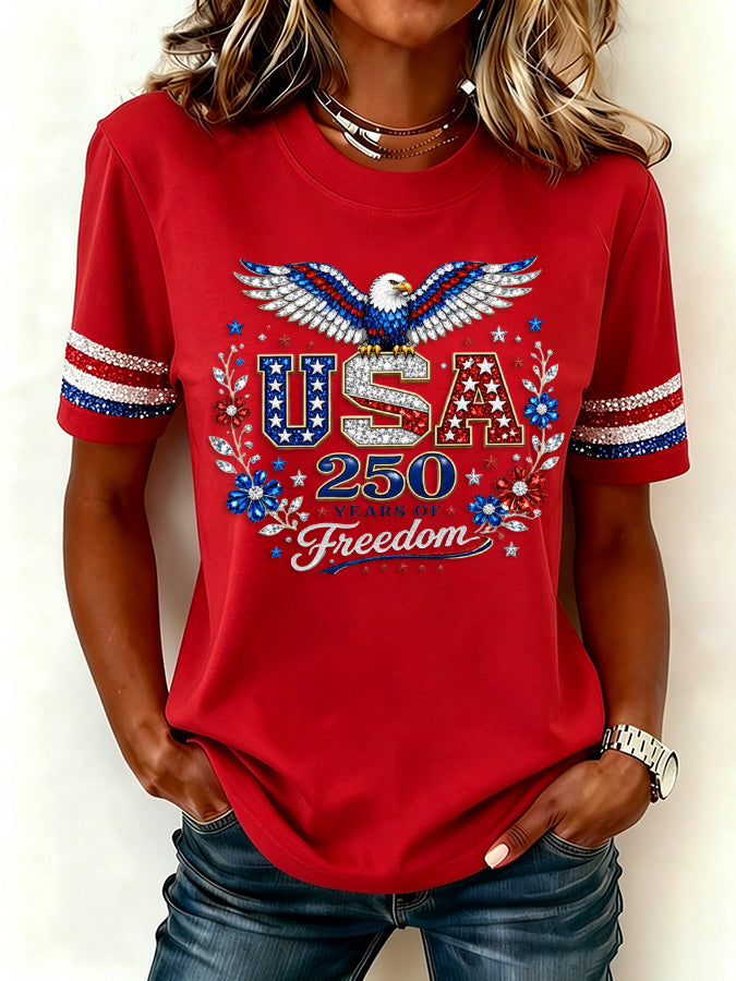 Women'S  Anniversary Flag Printed Casual T-Shirt