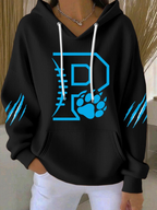Women's Football Print Casual Hoodie