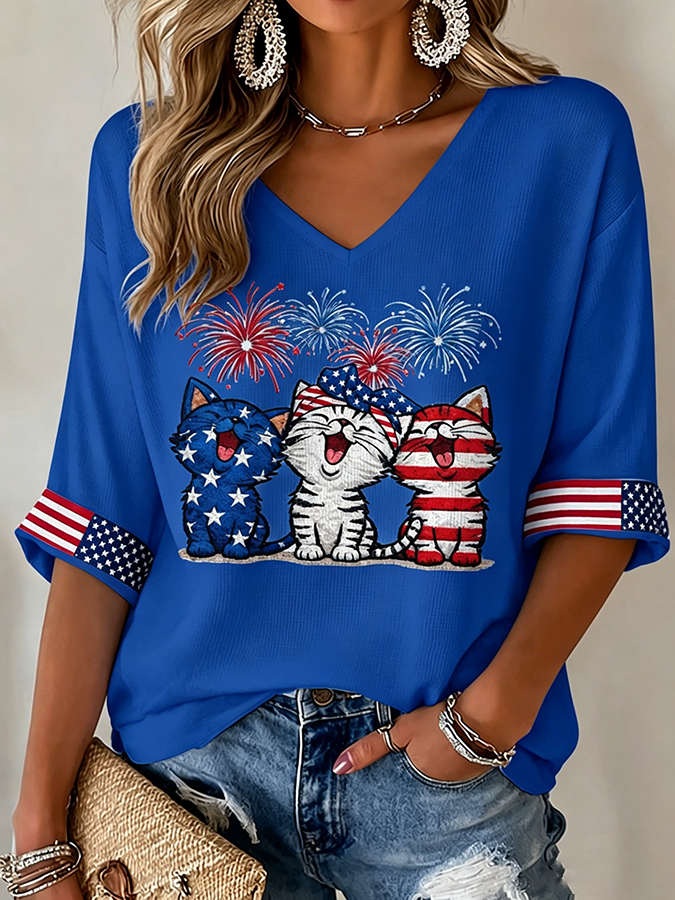 Women's Flag and Cat Print Vest