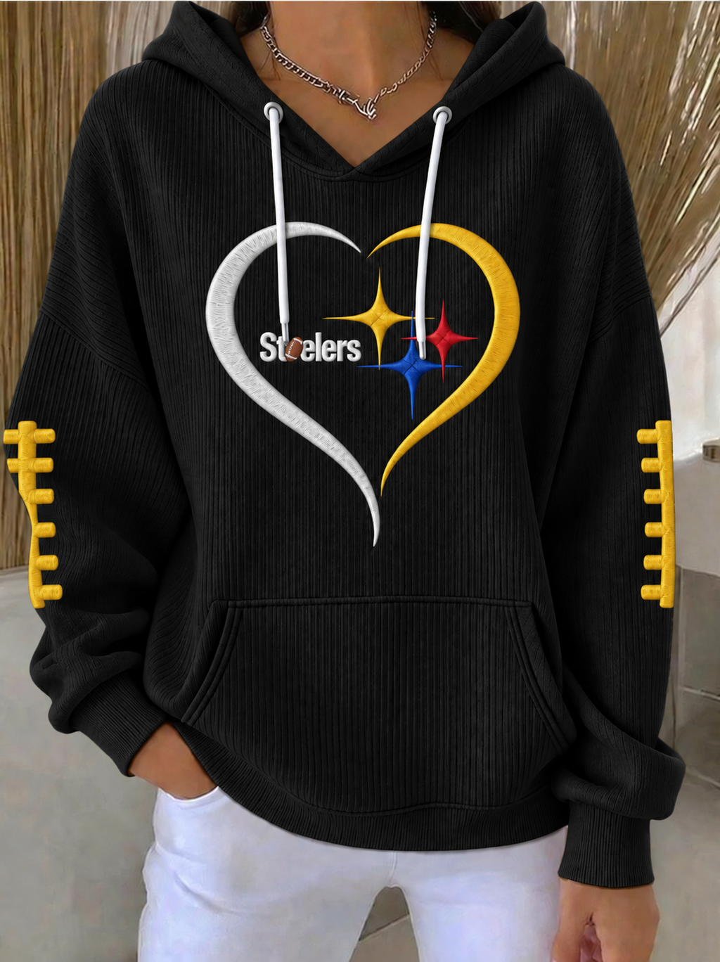 Women'S Football Print Hooded Sweatshirt