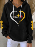 Women'S Football Print Hooded Sweatshirt