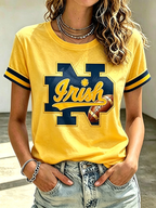 Women'S Rugby Printed Round Neck Short Sleeved T-Shirt