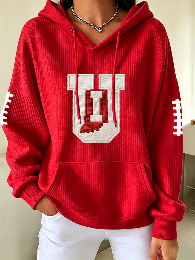 Women's Football Printed Hooded Sweatshirt
