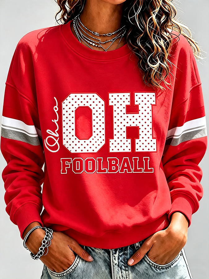 Ladies' Rugby Printed Round Neck T-Shirt