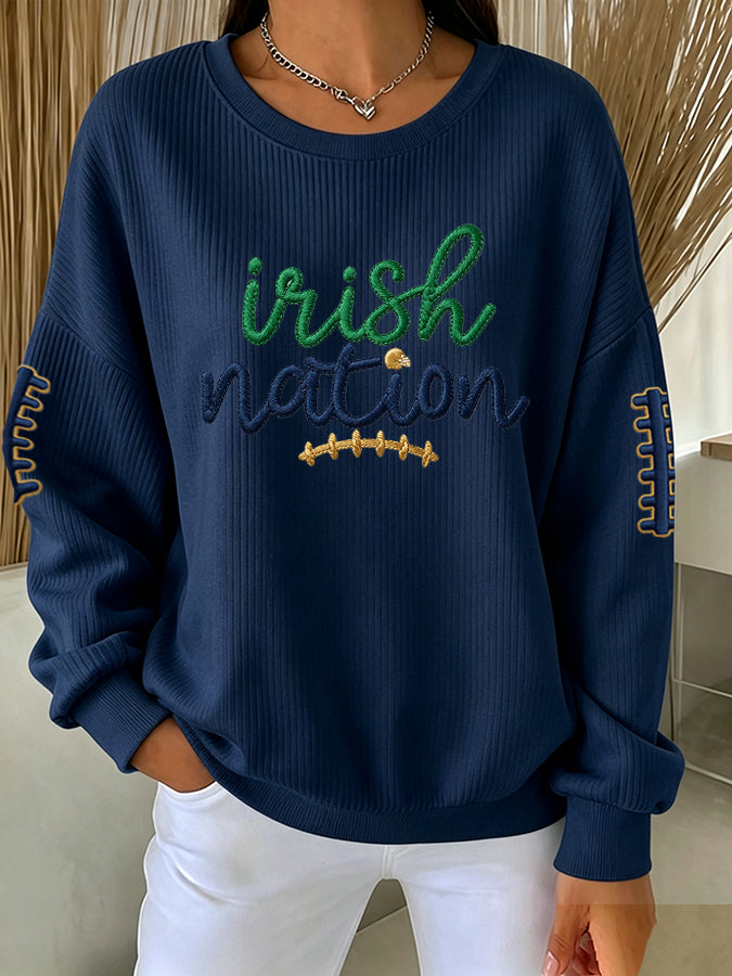 Women's University Football Fans Print Casual Waffle Sweatshirt