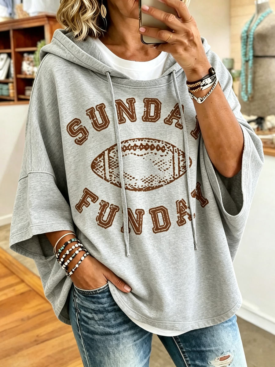 Women's Football Printed Casual Hoodie