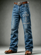 Men's Faith Printed Casual Jeans