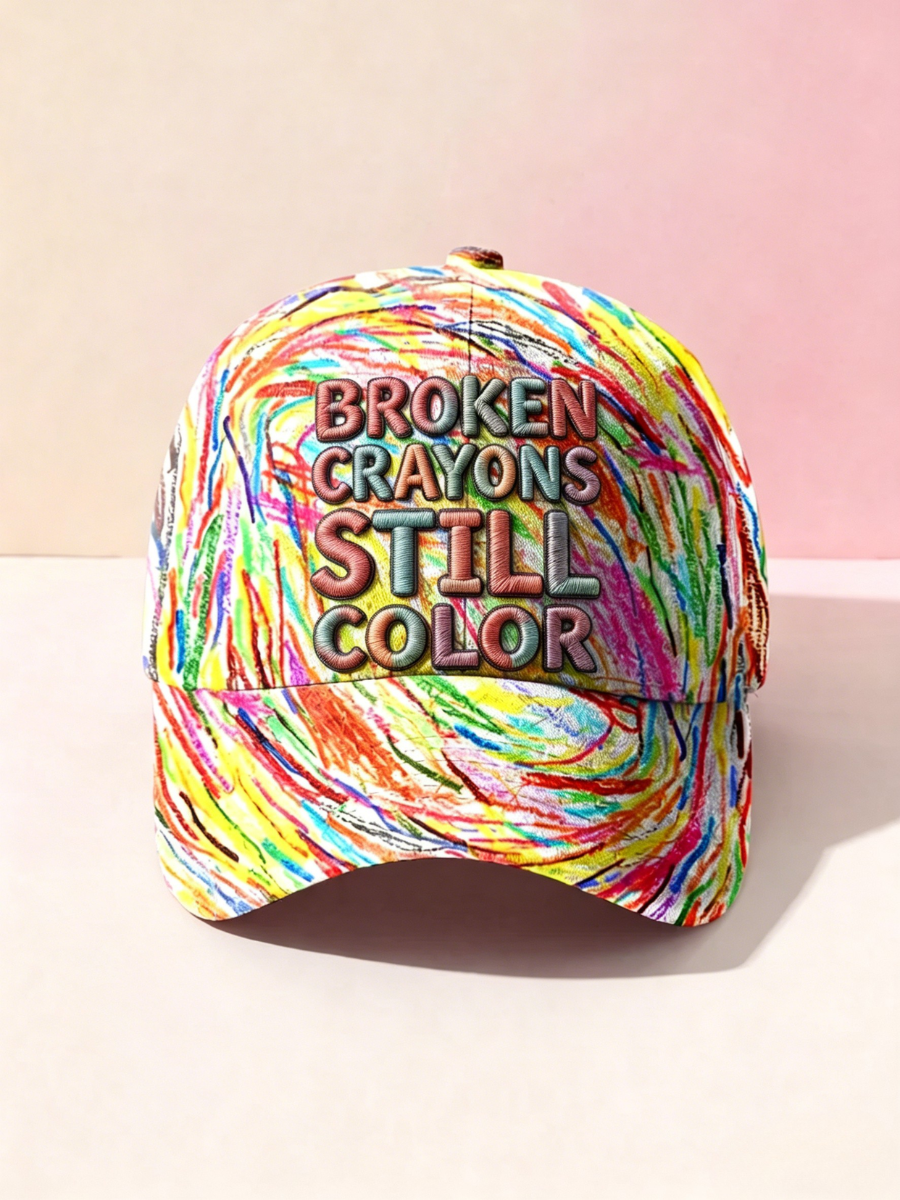 UnisexBroken Crayons Still Color Inspired Rainbow Pattern Hat