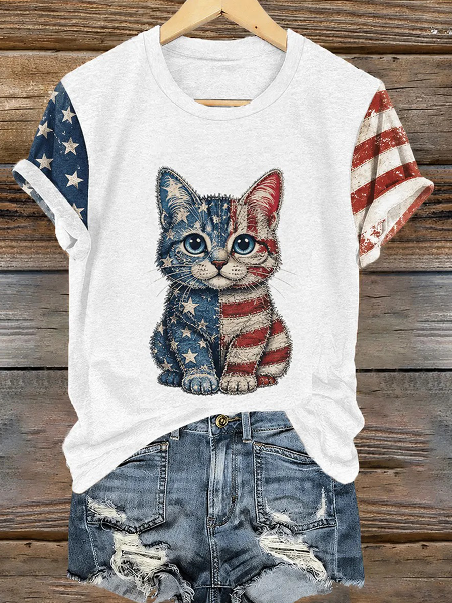 Women's 250 Years Of Freedom Flower Art Print T-shirt