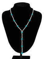 Turquoise Beaded Long Tassel Necklace