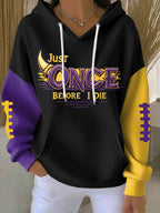 Women'S Football Print Hooded Sweatshirt