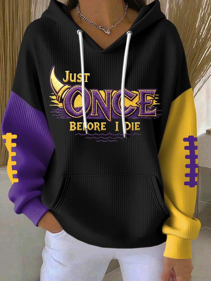 Women'S Football Print Hooded Sweatshirt