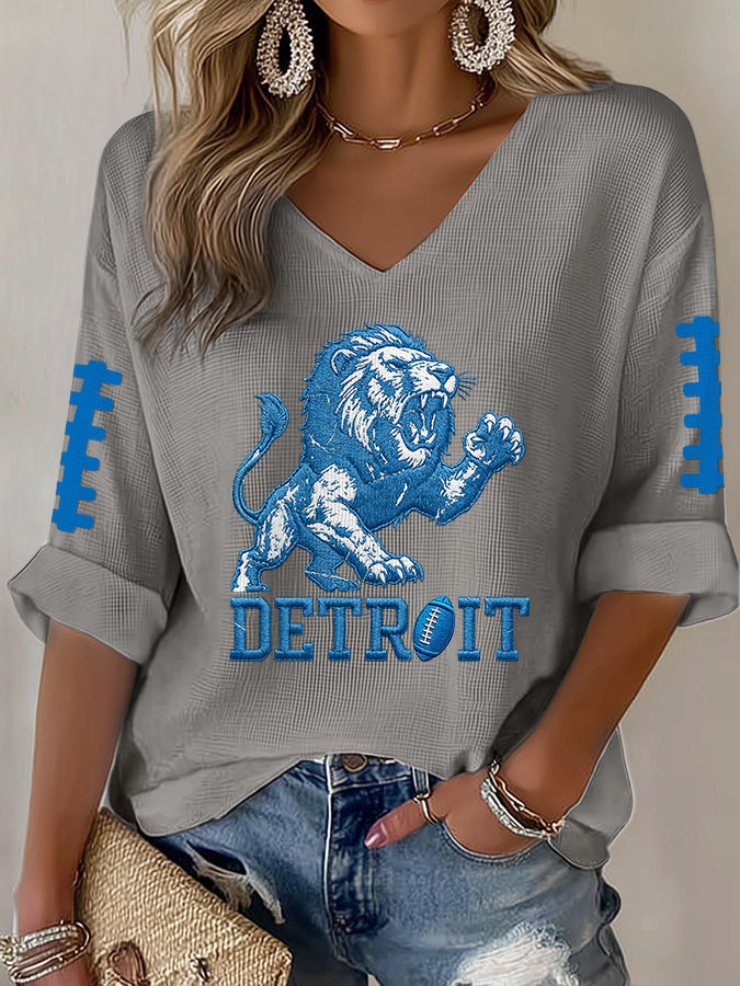 Women'S Football  Print Waffle  Top