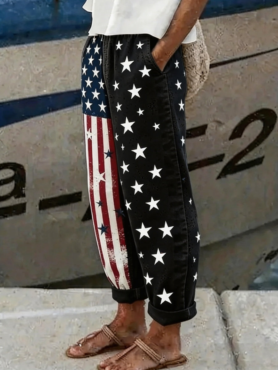 Women Striped Long Pants Vintage Spring/Fall Trousers