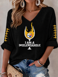 Women's Football Printed V-Neck T-Shirt