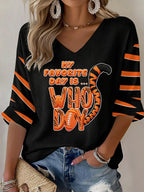 Women'S Football  Print Waffle  Top