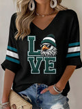 Women'S Football  Print Waffle  Top