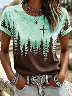 Women's Retro Forest Faith Casual T-shirt