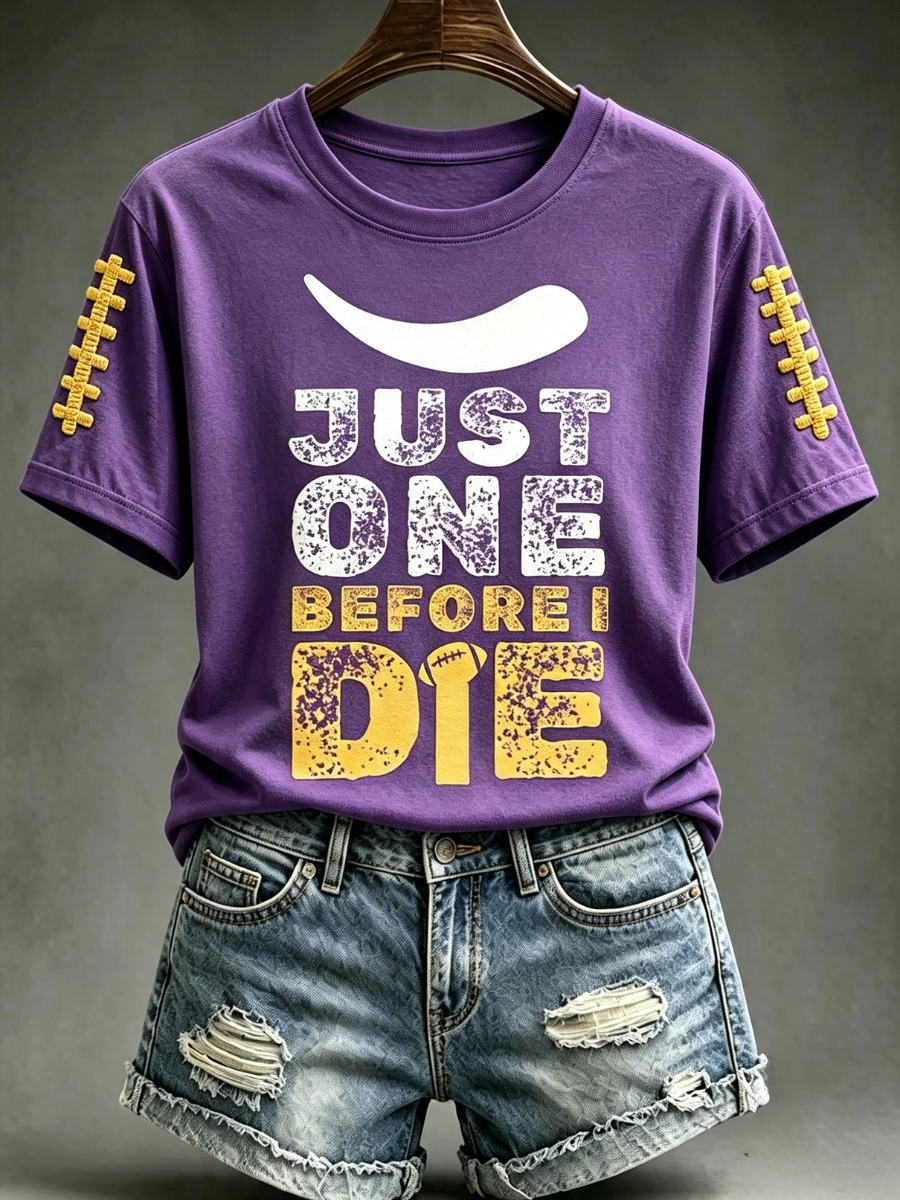 Women's Football Fan Printed Round Neck T-Shirt