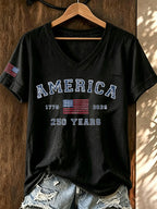 Women'S America Flag Print Casual T-Shirt
