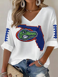Women'S Football Print Waffle  Top