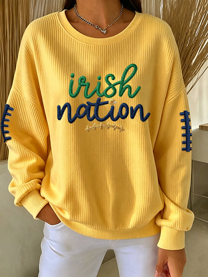 Women's University Football Fans Print Casual Waffle Sweatshirt