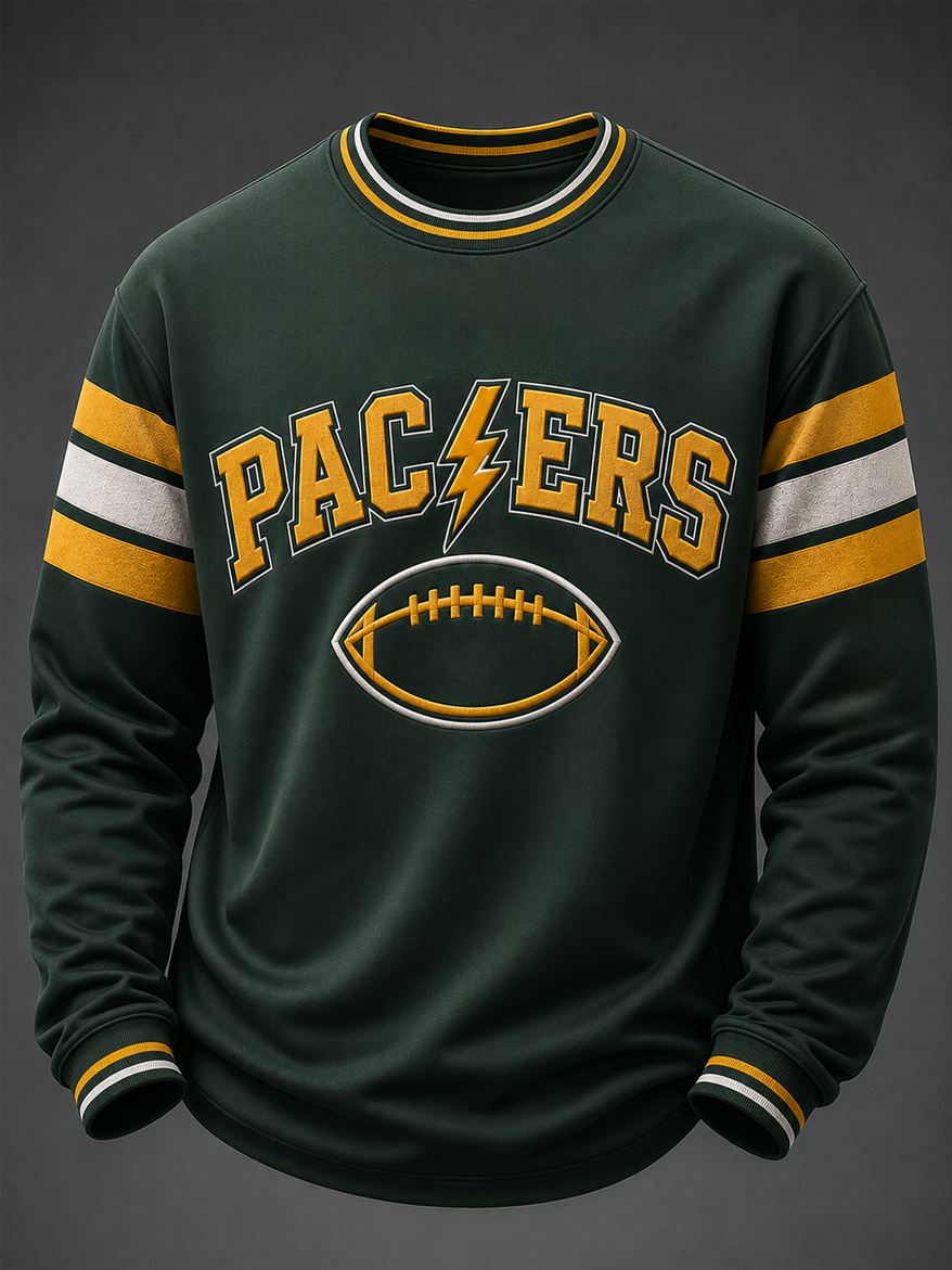 Men'S Fan Printed Round Neck Long Sleeved Sweatshirt