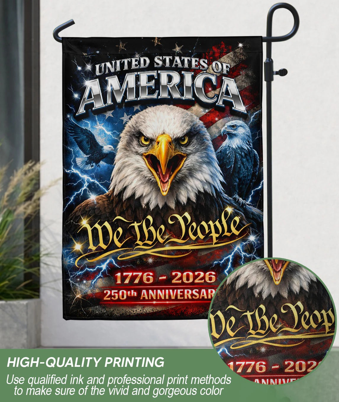 America We The People 250Th Anniversary House Flag - Eagle Freedom