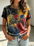 Women's Football Fan Printed Round Neck T-Shirt
