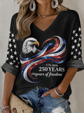Women'S Retro Flag Art Printed Casual T-Shirt
