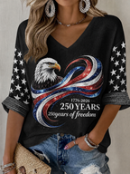 Women'S Retro Flag Art Printed Casual T-Shirt