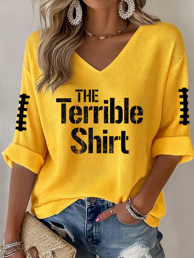 Women'S Football  Print Waffle  Top