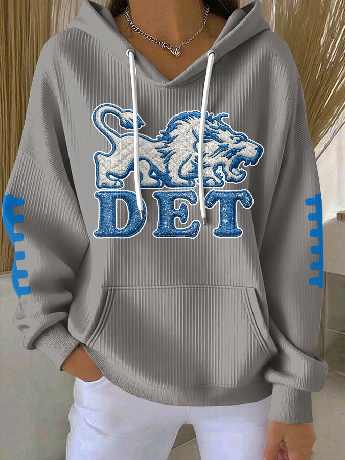 Women'S Football Print Hooded Sweatshirt