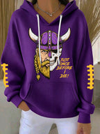 Women'S Football Print Hooded Sweatshirt
