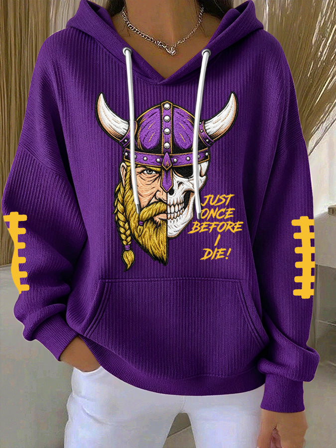 Women'S Football Print Hooded Sweatshirt