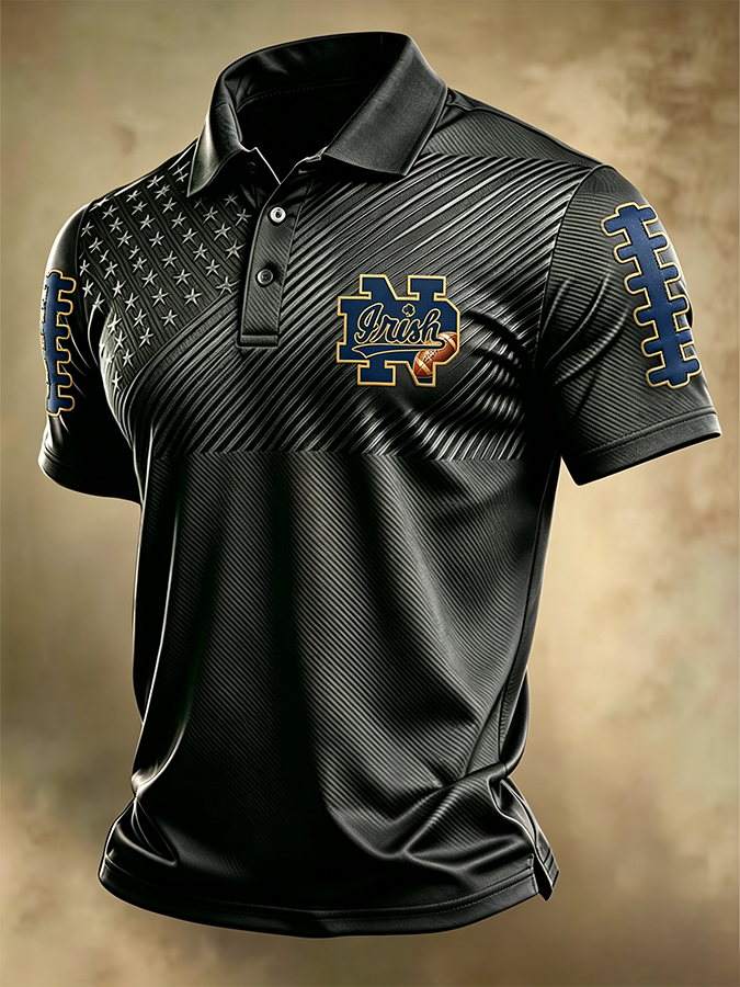 Men'S Retro Rugby Collar Polo T-Shirt