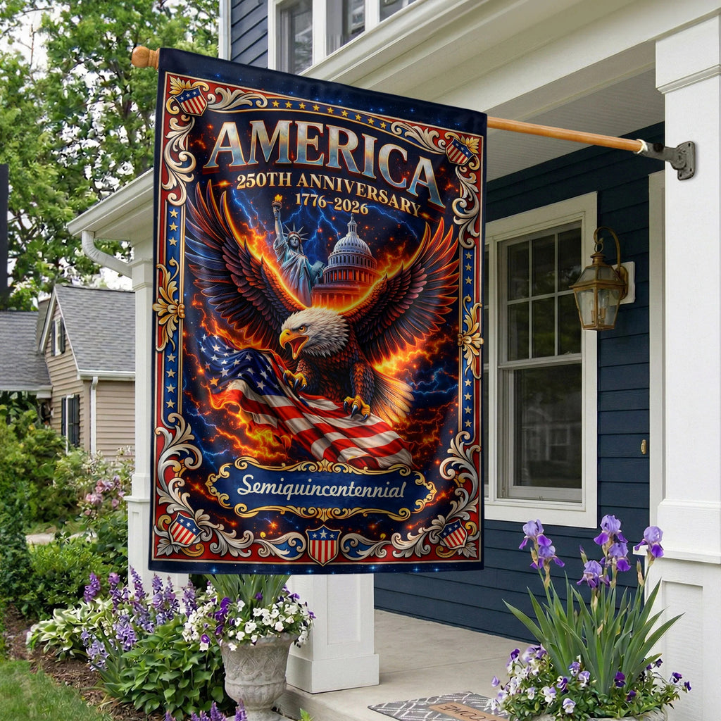1776–2026 America 250th Anniversary House Flag – Bald Eagle & US Capit