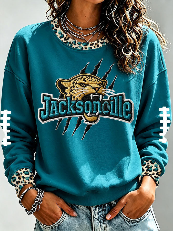Women'S Retro Football Round Neck Sports Shirt