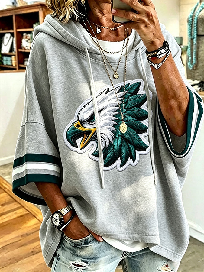 Women'S Vintage Football Print Hoodie