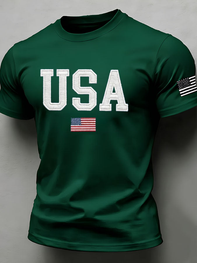 Men'S American Flag Independence Day Celebration Classic Pattern Short Sleeve T-Shirt