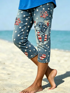 Women's Retro Independence Day Flag Printed Leggings