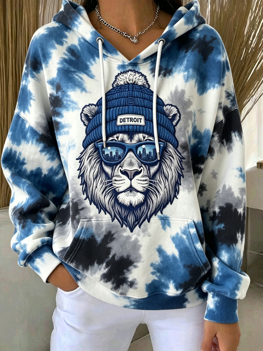 Women's Football Fan Printed Vintage Hoodie